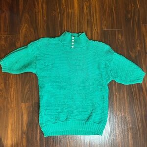 Vintage Green short sleeve Sweater with Button Detail
